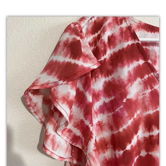 Torrid Rusty Red Tulip Sleeve Georgette Tie Dye Top 1X - Picture 7 of 12